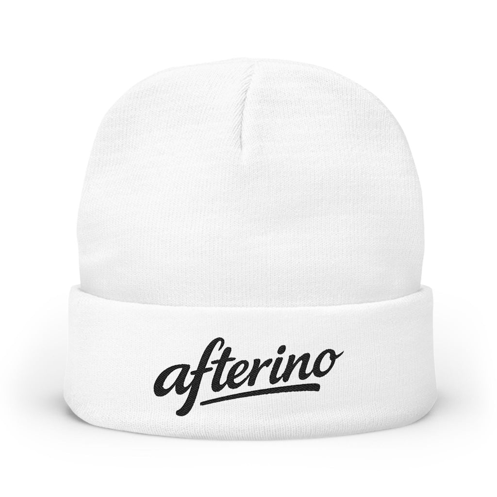 Afterino Knit Beanie (Embroidery) White
