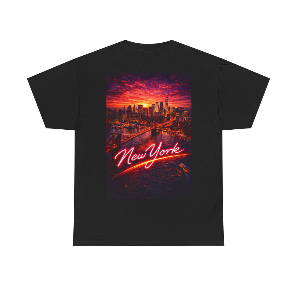 New York Neon Sunset T-Shirt — Retro Cityscape Tee