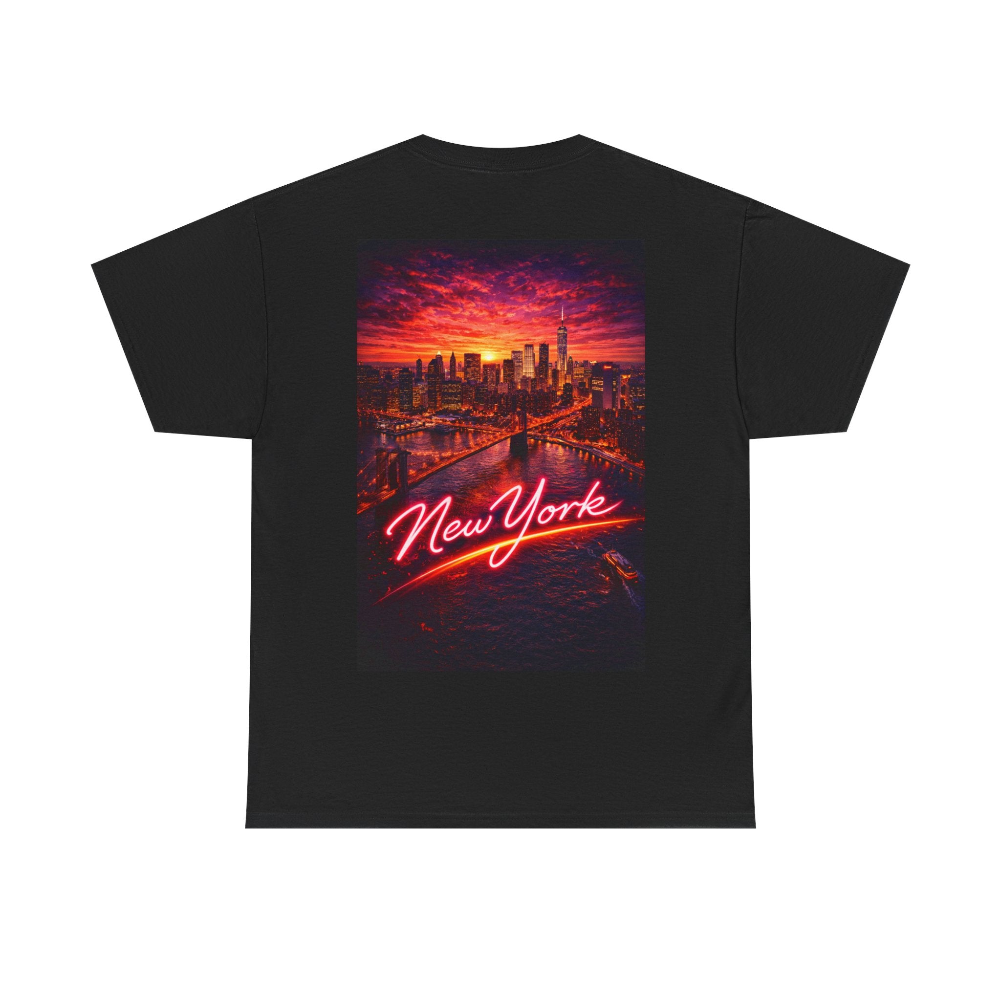 New York Neon Sunset T-Shirt — Retro Cityscape Tee