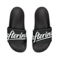 Slide Sandals — White Removable-Strap Athletic Slides with Script Logo