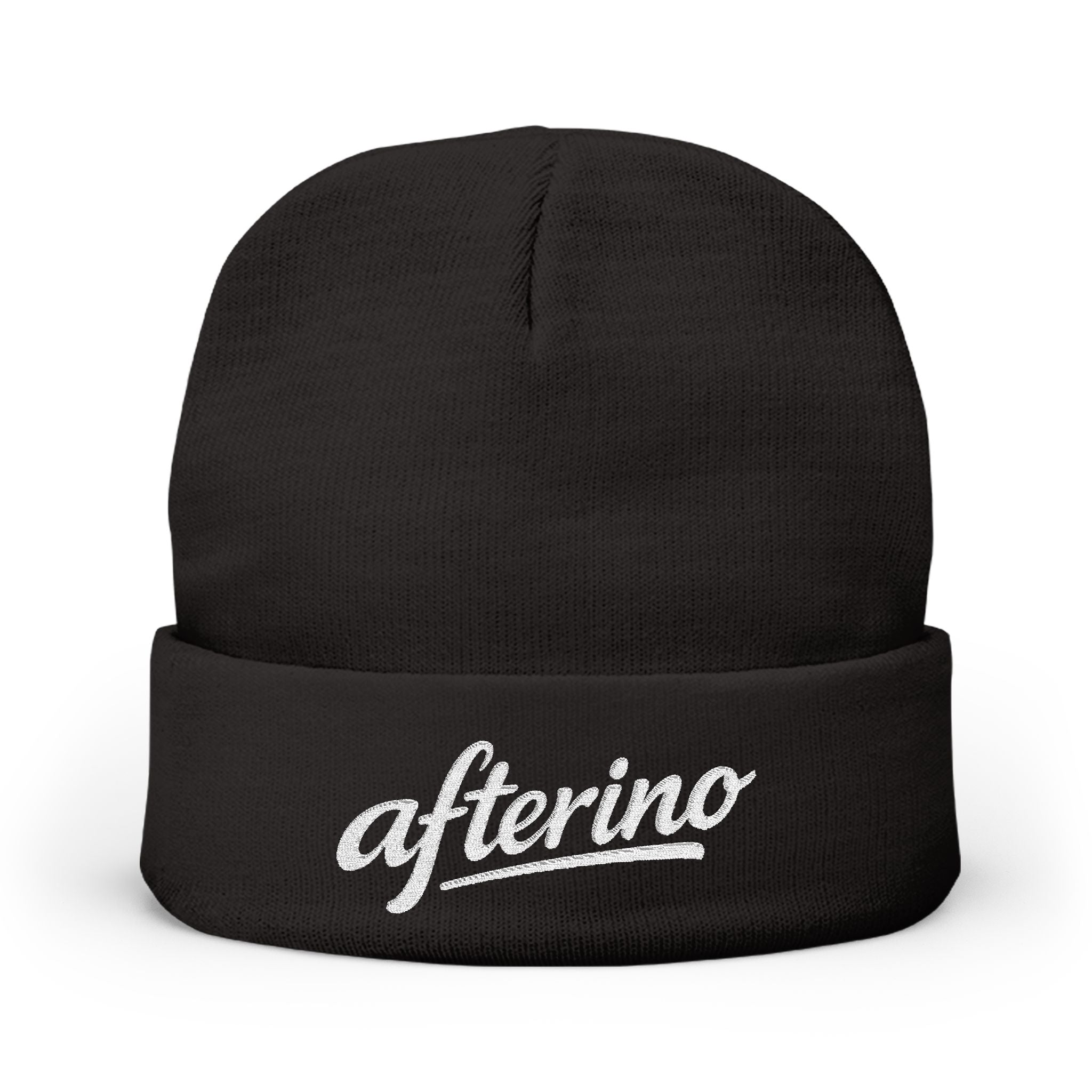 Afterino Knit Beanie (Embroidery) Black