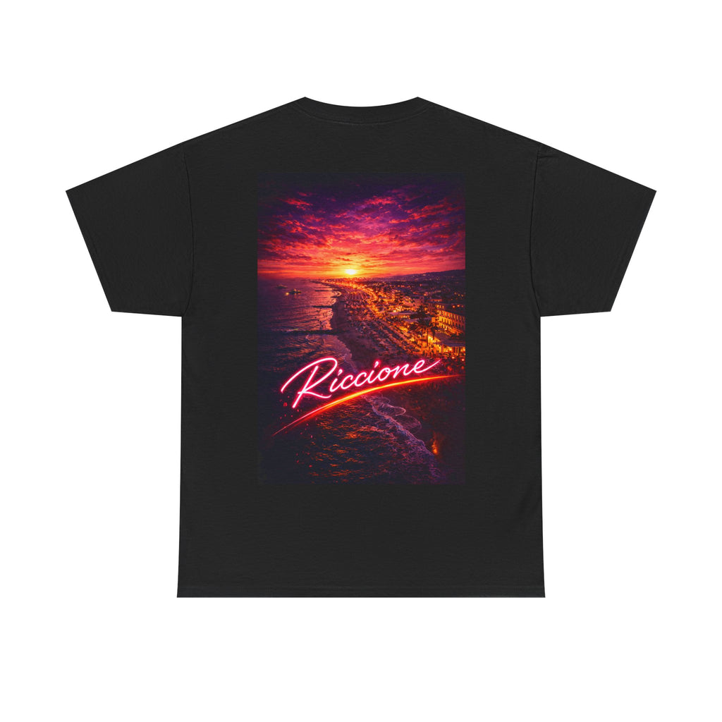 Riccione Neon Sunset T-Shirt — Retro Cityscape Tee