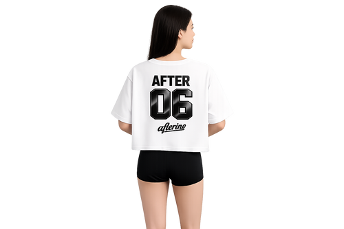After 06 Cropped Tee — Women's Boxy White Graphic Shirt