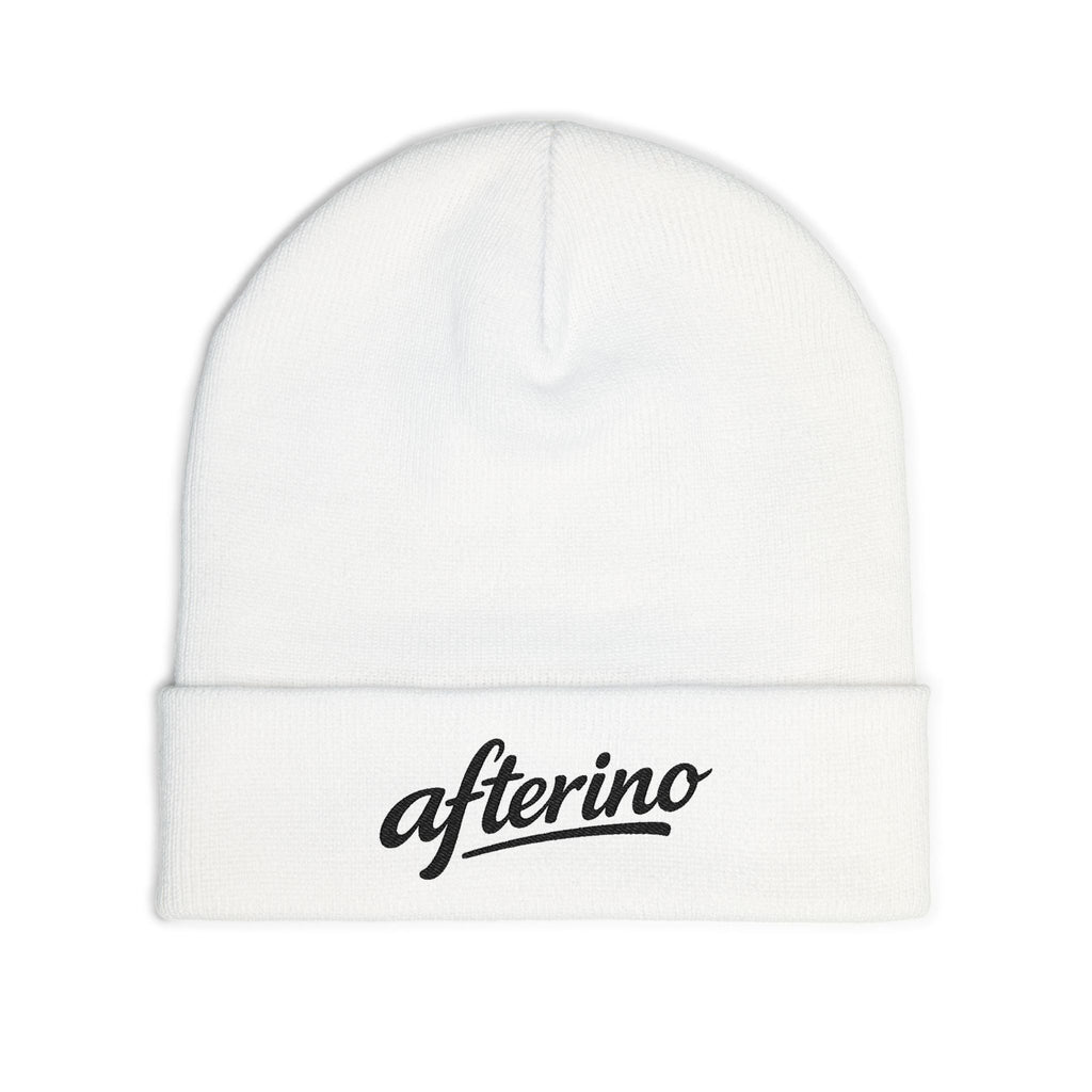 Afterino Knit Beanie (Embroidery) White